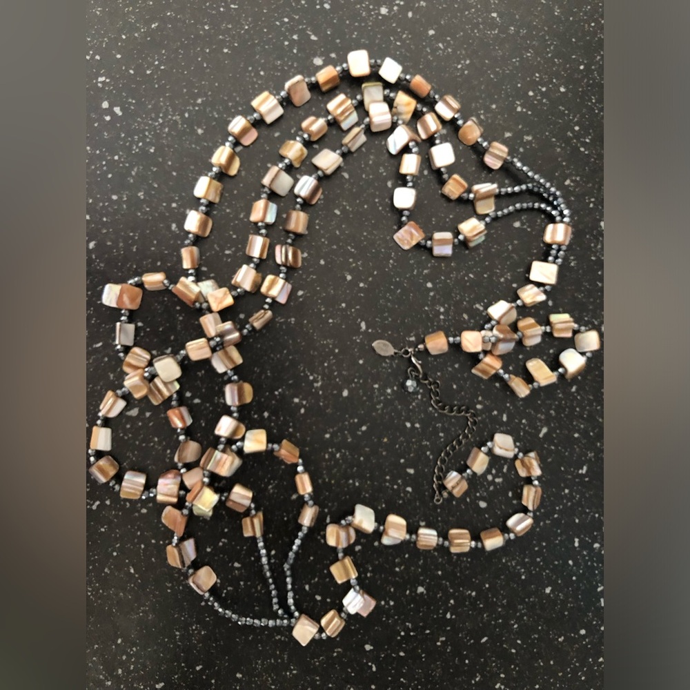 Cookie Lee Shell Beaded 3 Layer Necklace Vintage … - image 2